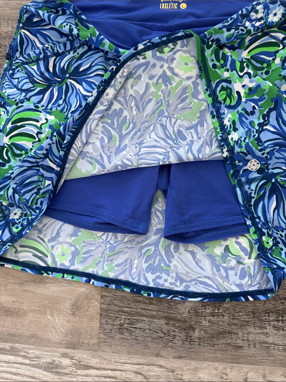 Lilly Pulitzer Royal Blue & Green Luxletic Skort Large - Picture 4 of 5